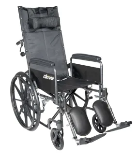 Drive Medical ssp16rbdfa Silver Sport Reclining Wheelchair with Elevating Leg Rests, Detachable Full Arms, 16" Seat