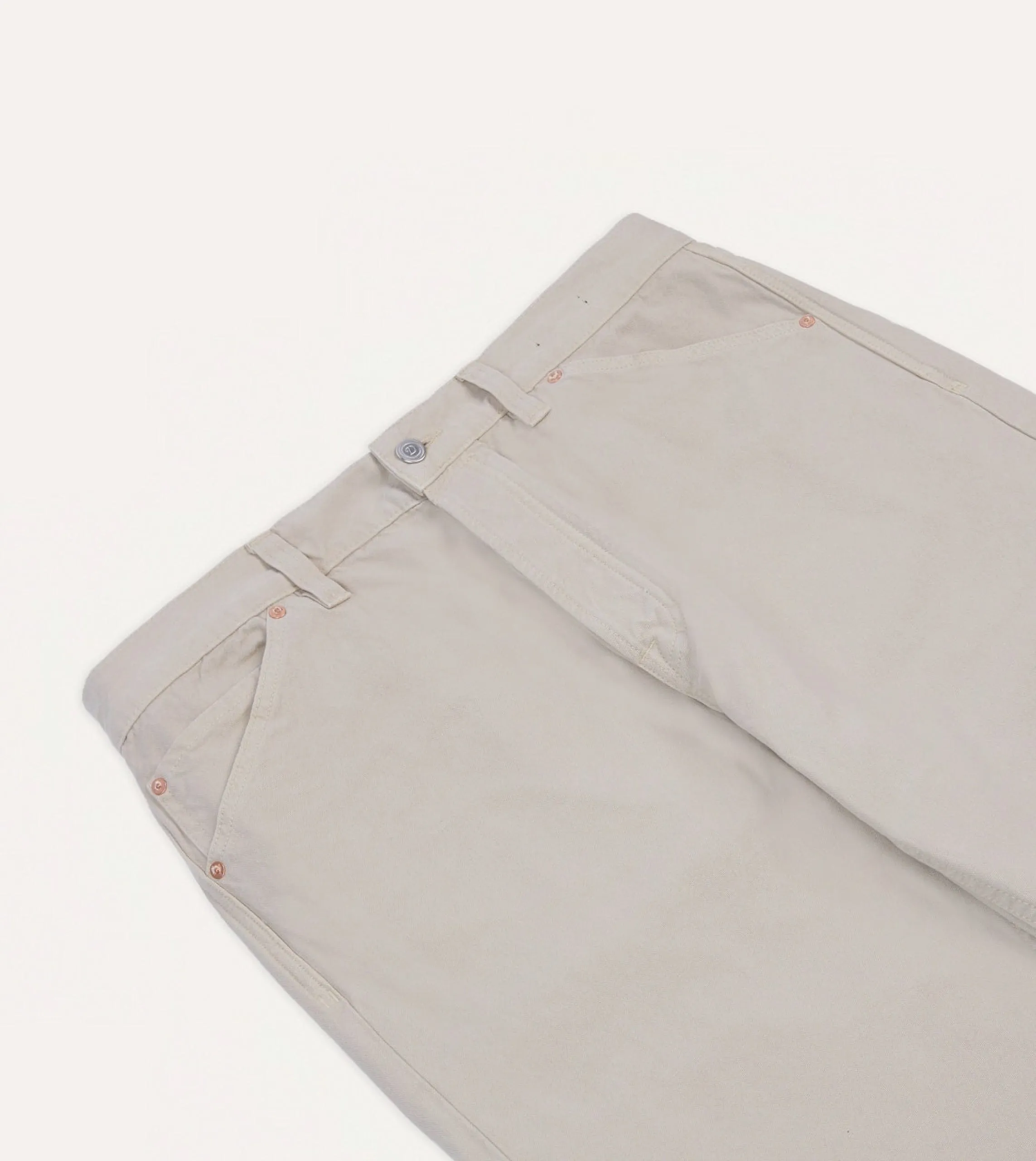 Ecru Lightweight Cotton Canvas Five-Pocket Jeans