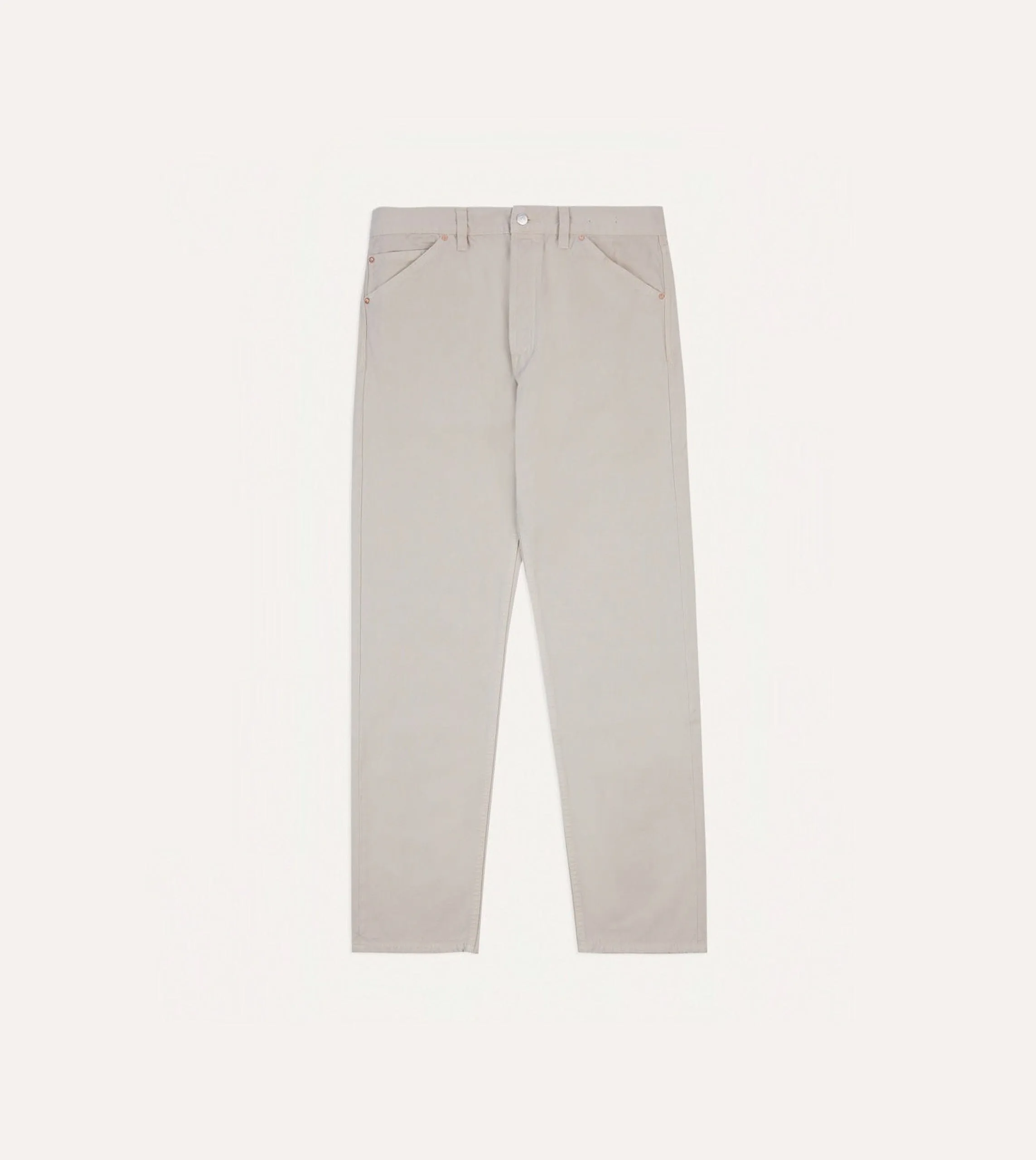 Ecru Lightweight Cotton Canvas Five-Pocket Jeans