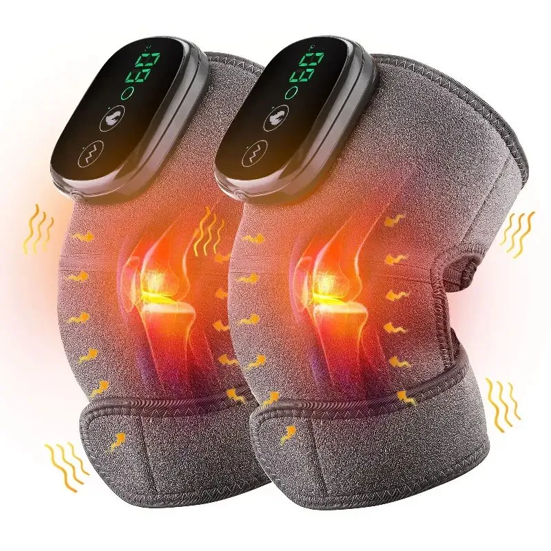 Electric Heating Knee Massager - 3 in 1 with Vibration Cordless Rechargeable Heating Knee Warmers Wrap for Shoulder Elbow