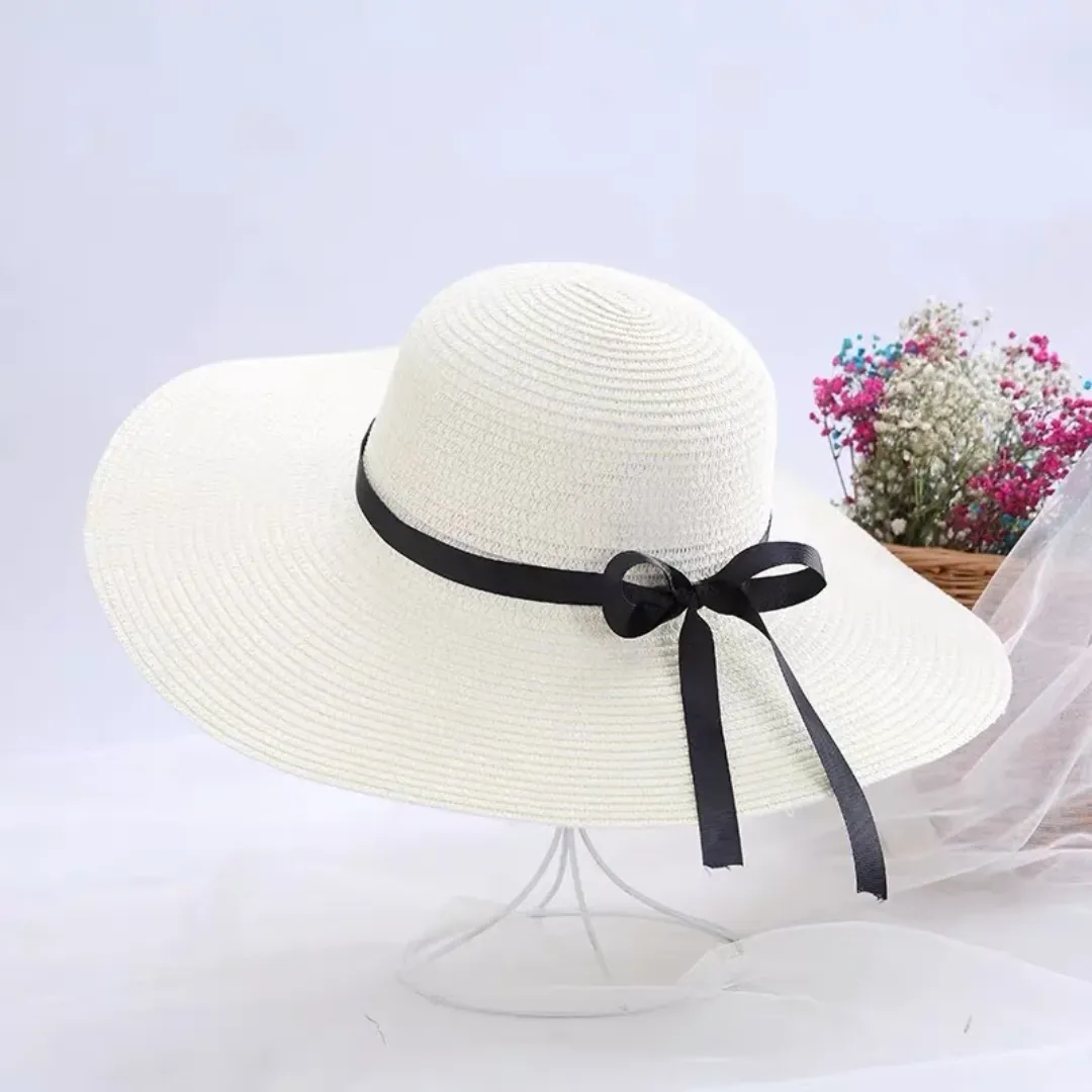 Embroidered Oversized Beach Hat - Personalized Women Sun Hat