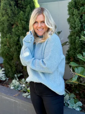 Emmy Roll Neck Sweater - Blue