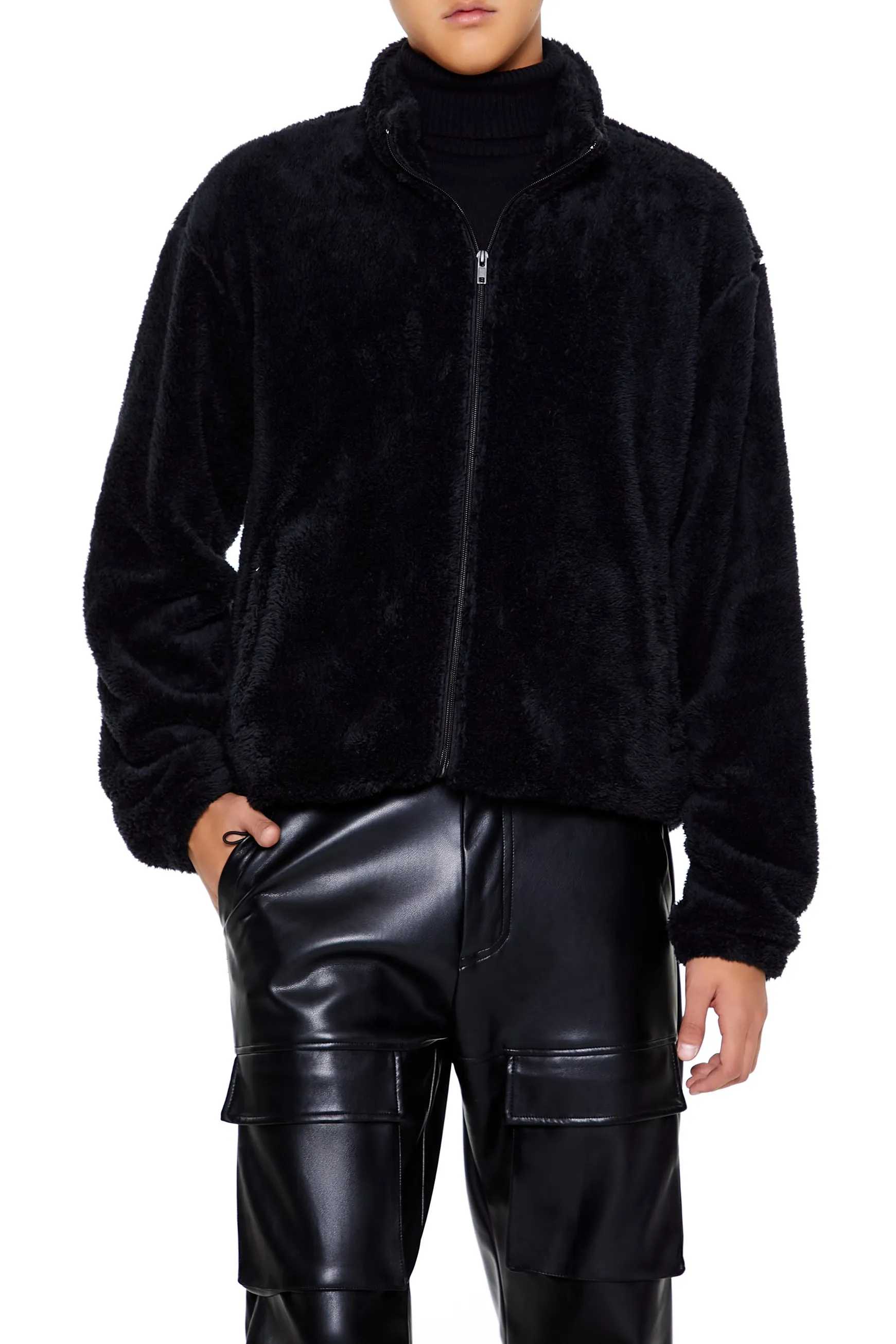 Faux Shearling Zip-Up Shacket