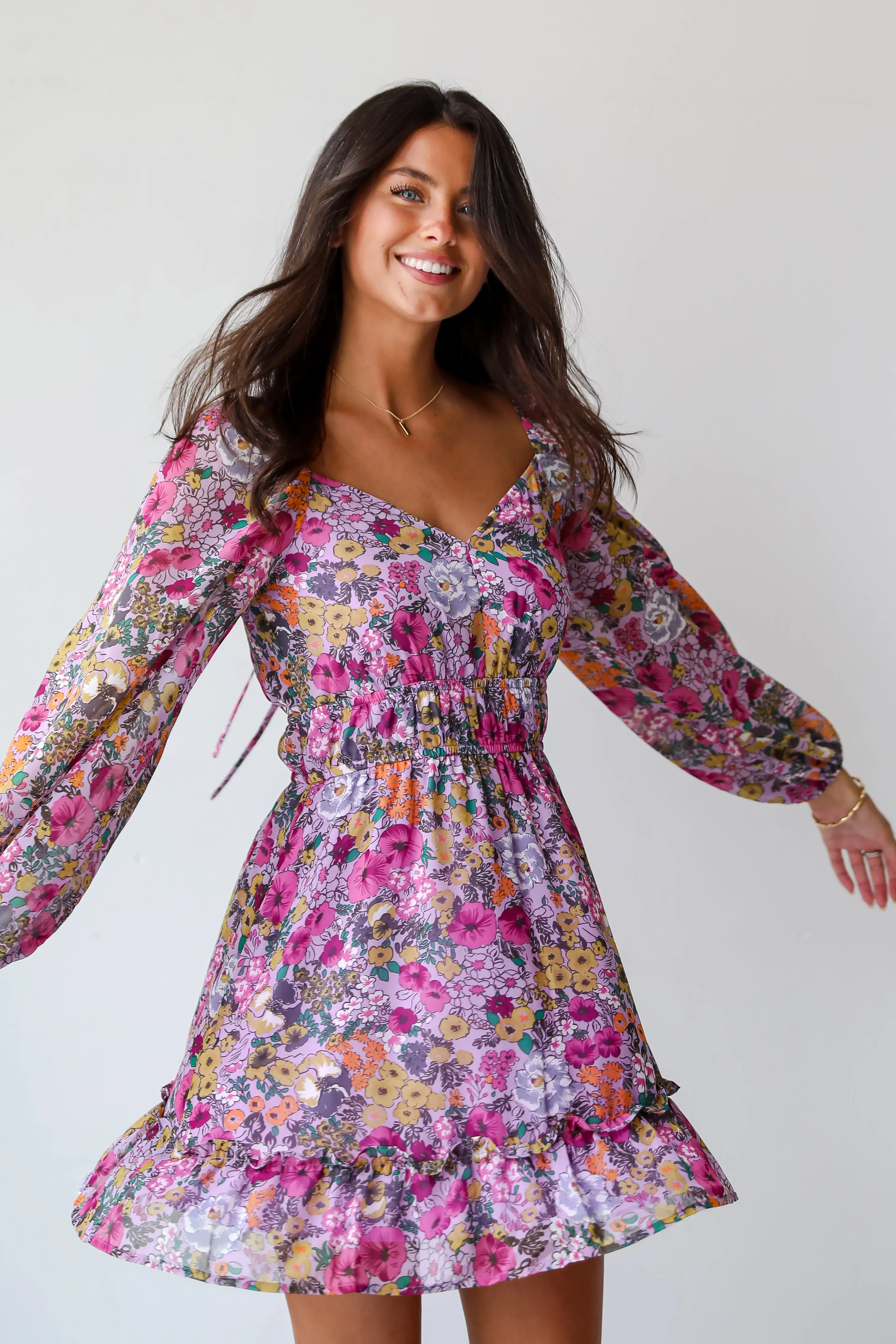 FINAL SALE - Elite Sweetness Lavender Floral Mini Dress