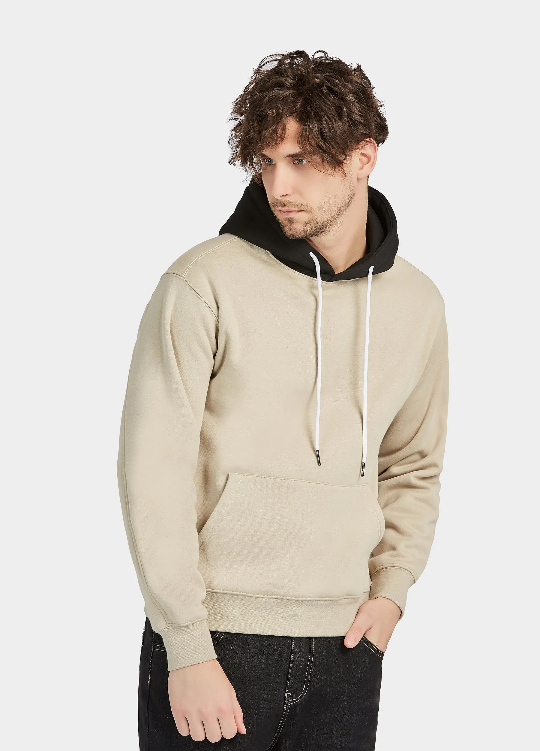 Finepeek Men's Color Block Fleece Hoodie Sweatshirt