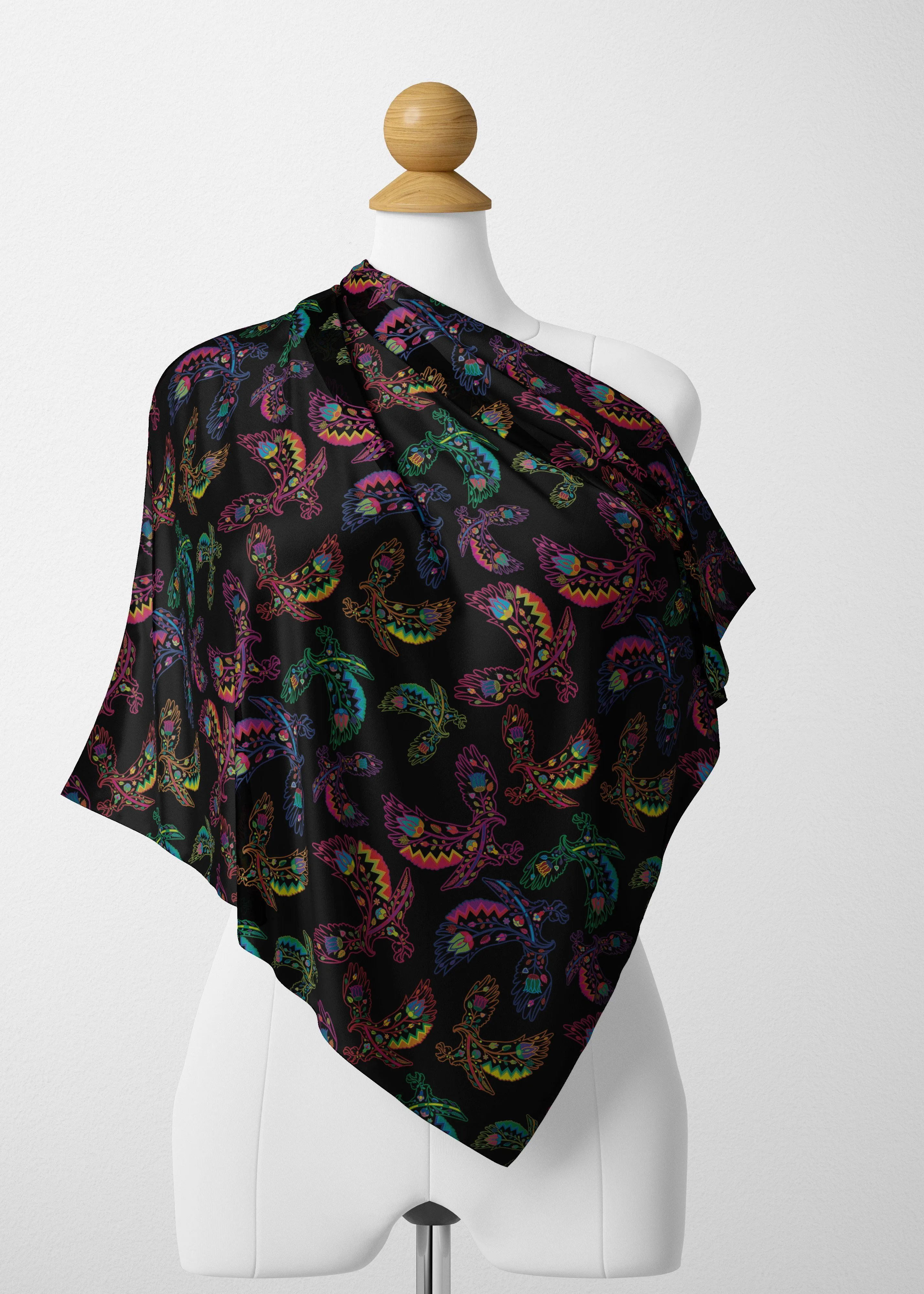 Floral Eagle Satin Shawl