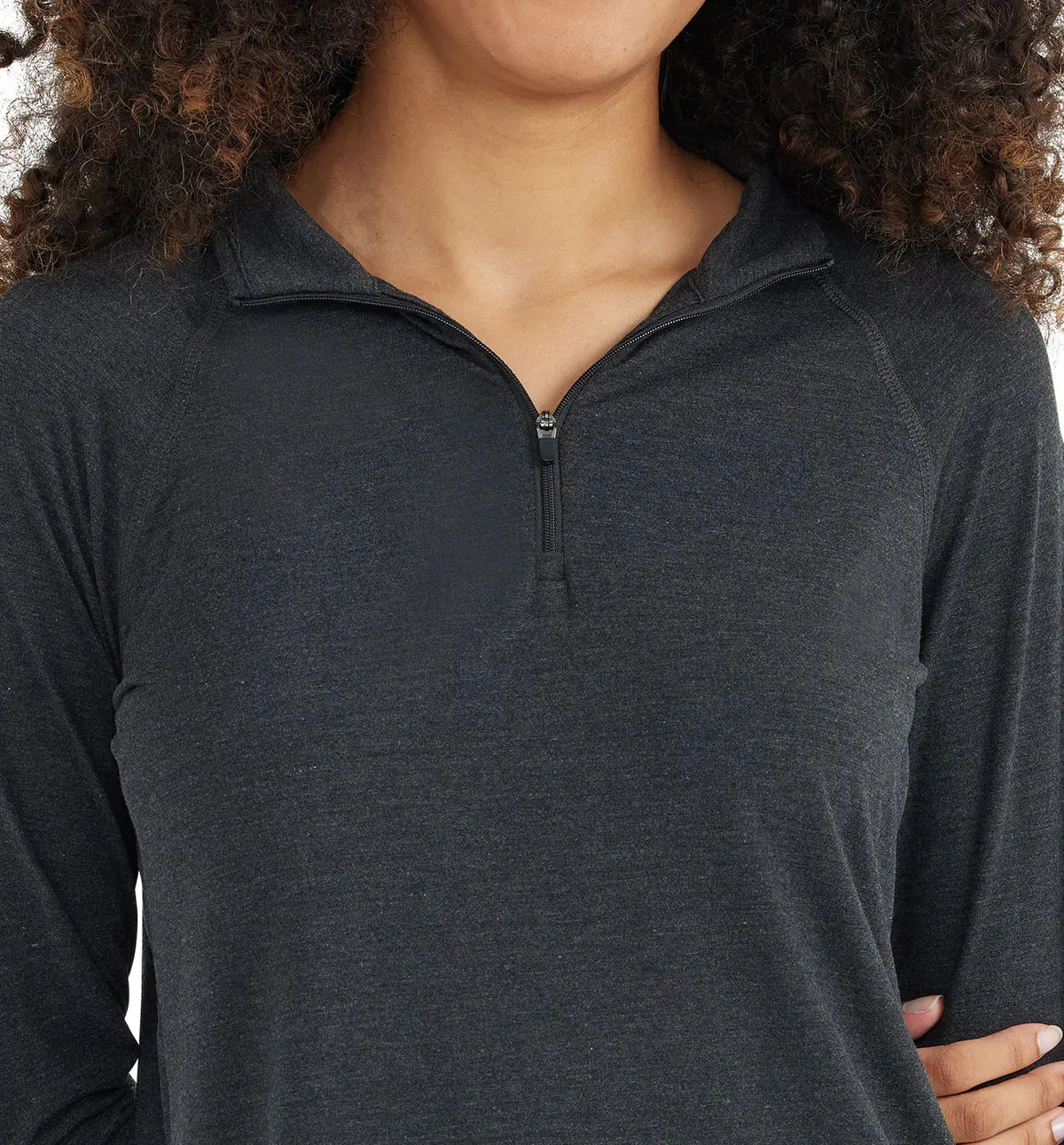 Free Fly Women's Bamboo Flex Quarter Zip in Heather Black