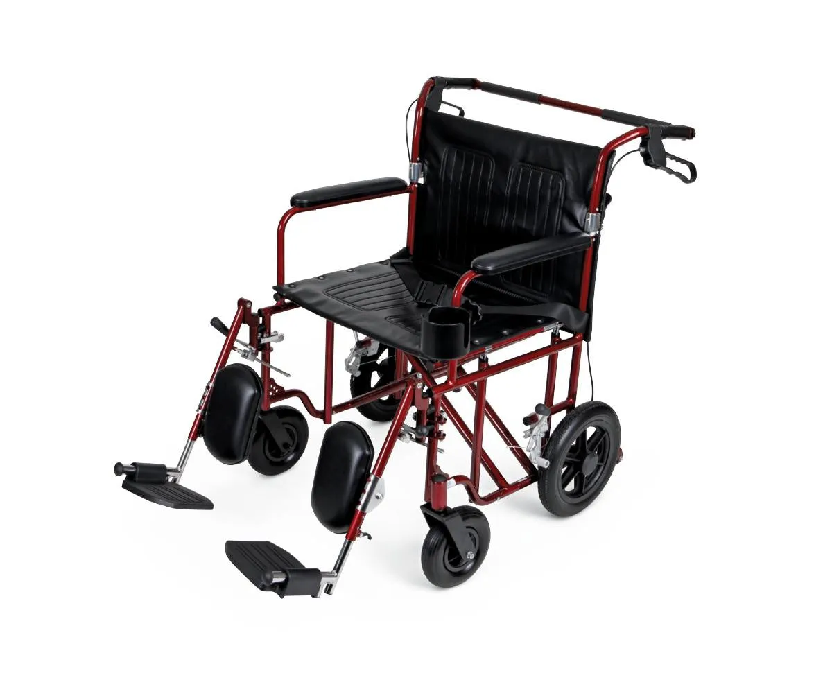 Freedom Plus Lightweight Bariatric Transport Chair, Red