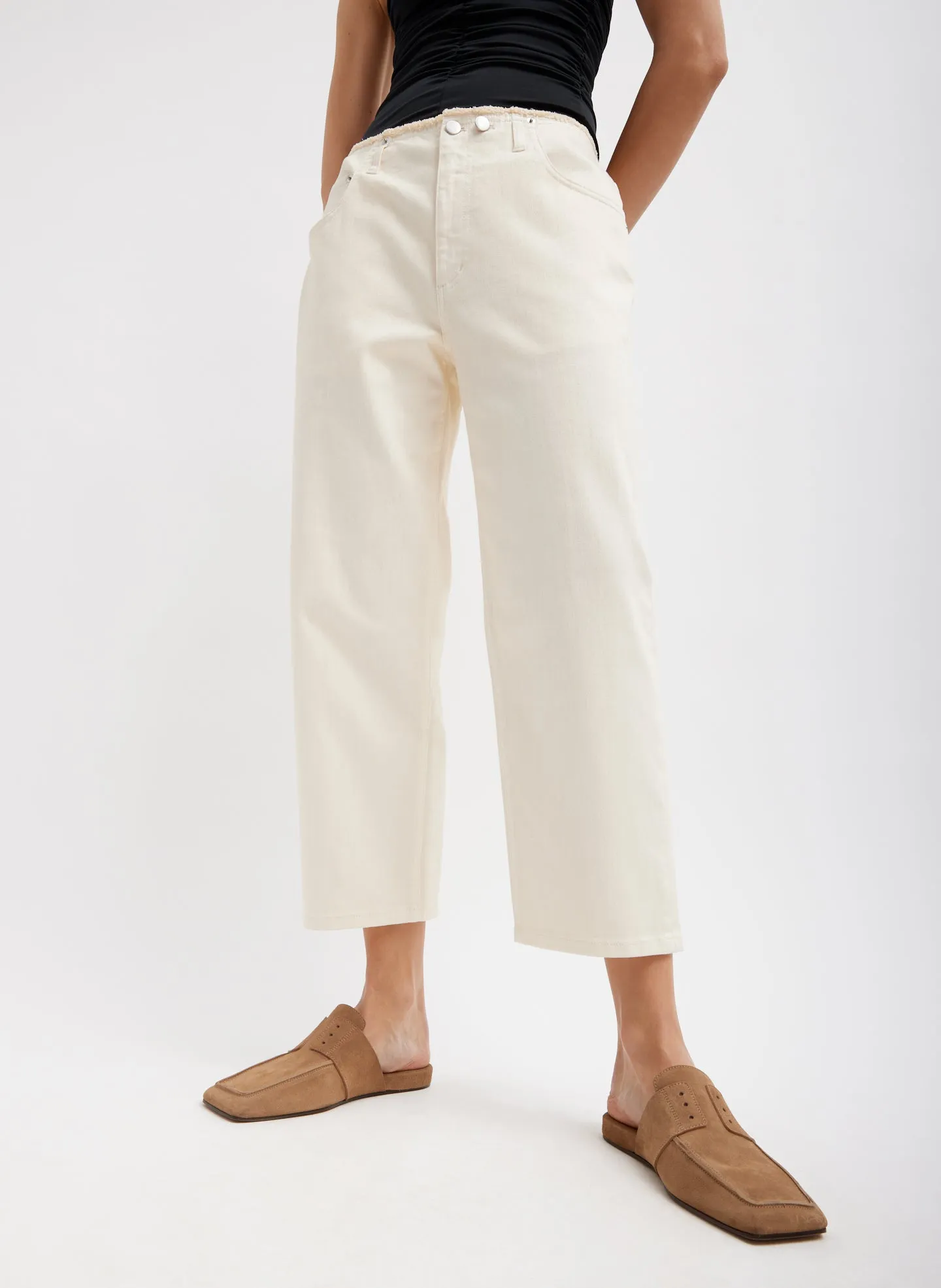 Garment Dyed Stretch Twill Cropped Newman Jean