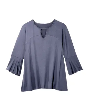 Gemma 3/4 Bell Sleeve Top With Key Hole | Light Blue