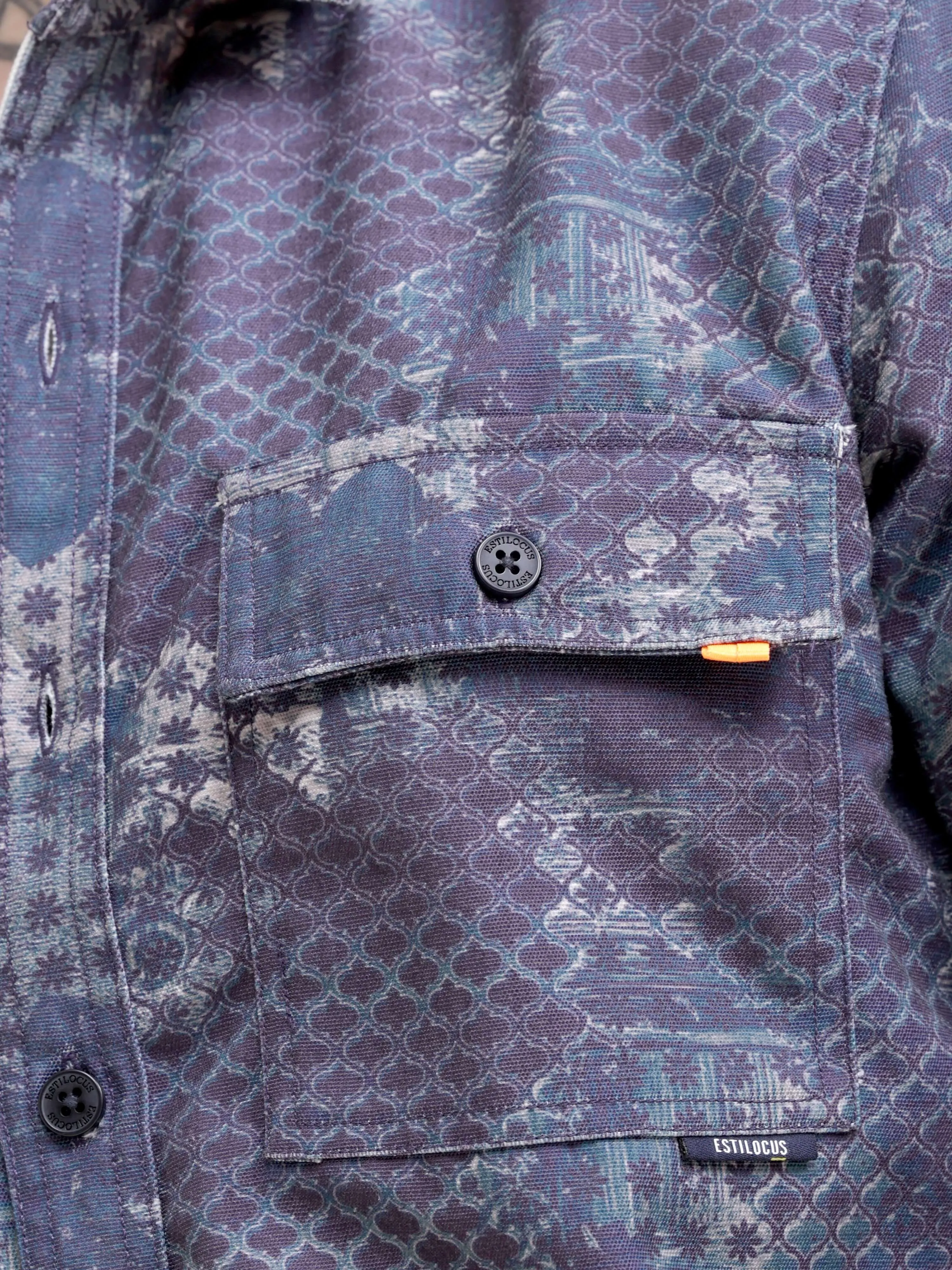 Geometric Print Indigo Overshirt