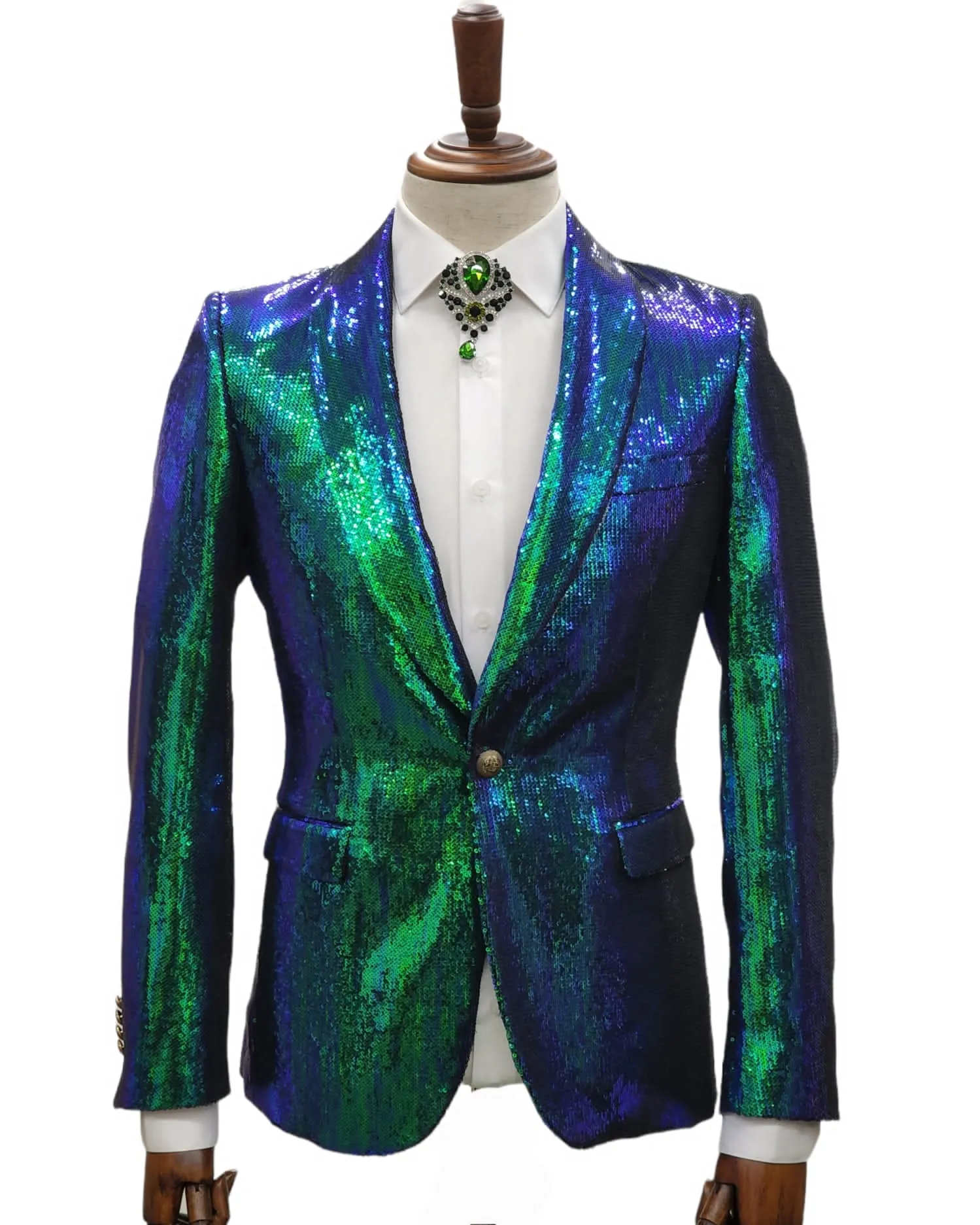 Giovanni Testi 2 Button Slim Fit Shawl Lapel Sequin Suit GT1SS-2008 Green