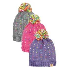 Girls confetti knit hat with furry fleece lining