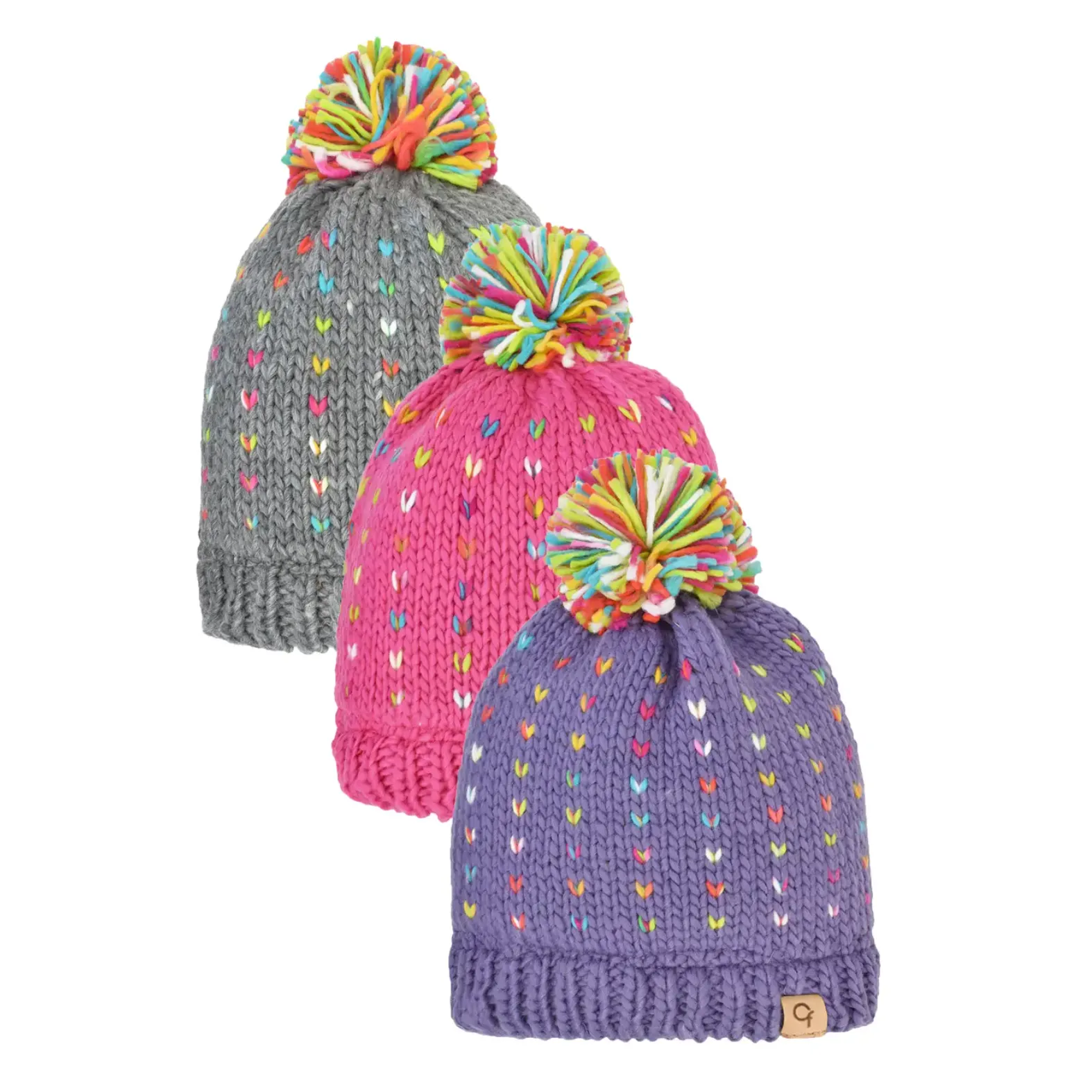 Girls confetti knit hat with furry fleece lining