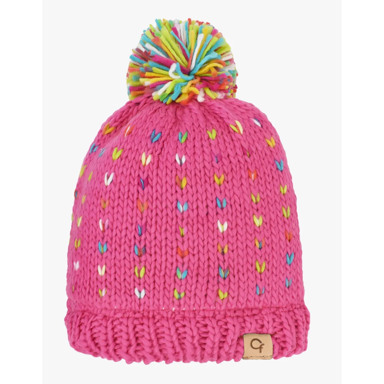 Girls confetti knit hat with furry fleece lining