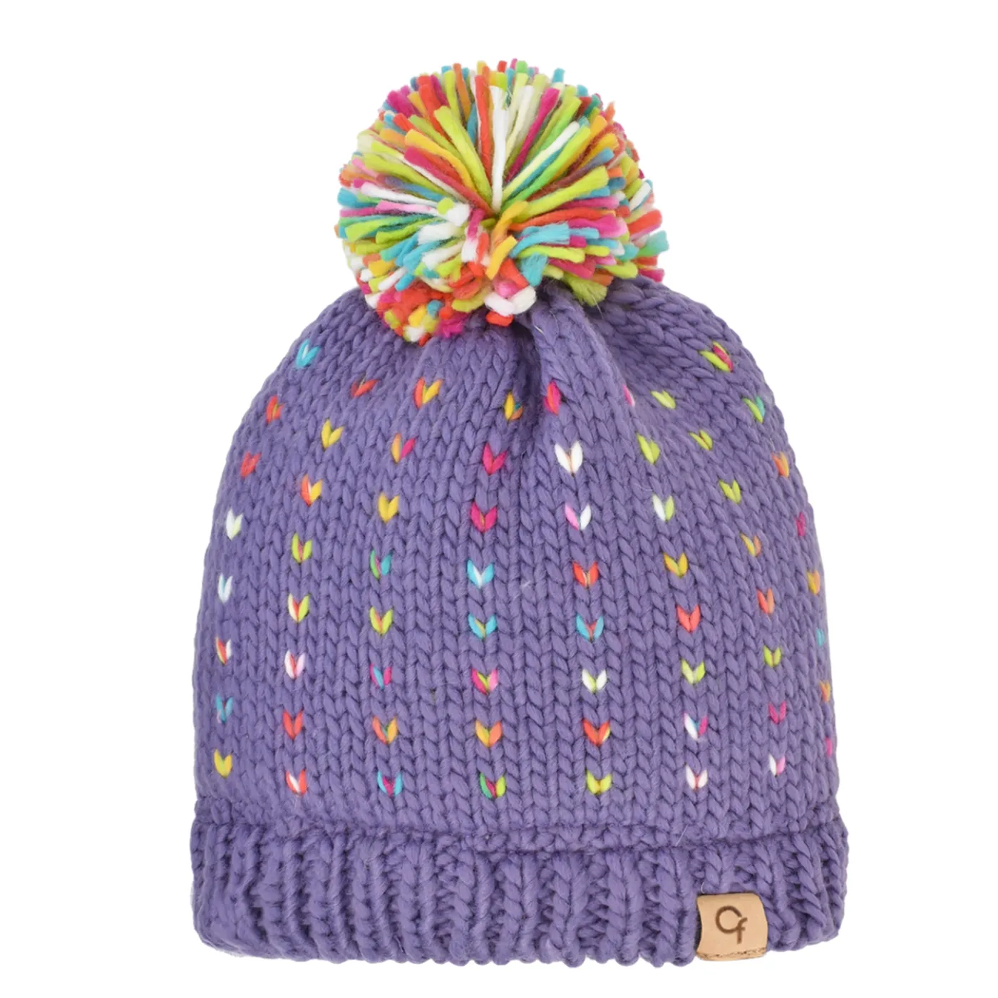 Girls confetti knit hat with furry fleece lining