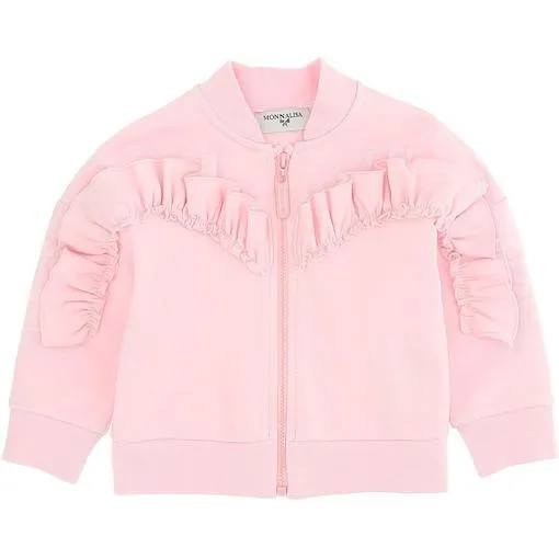 Girls Pink Frill Zip Up