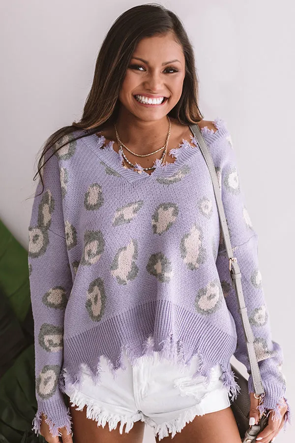 Goal Setter Leopard Sweater In Lavender