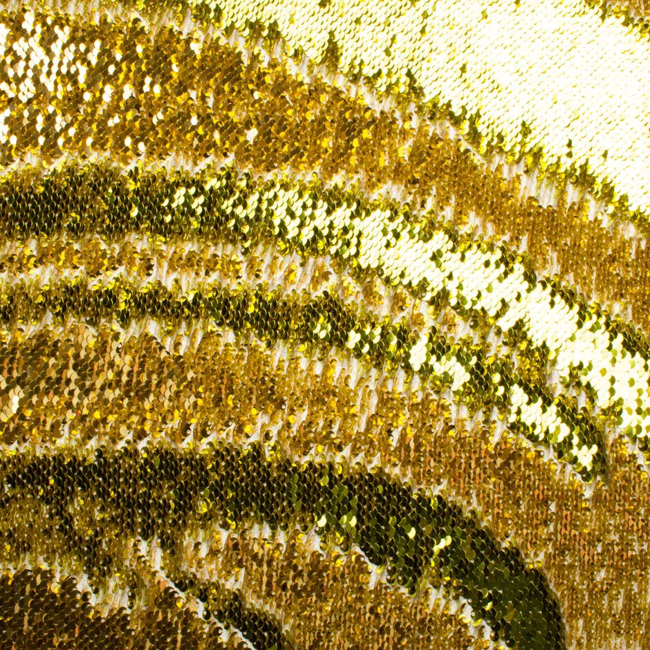 Gold & Lime Double Sided Sequinned Jersey