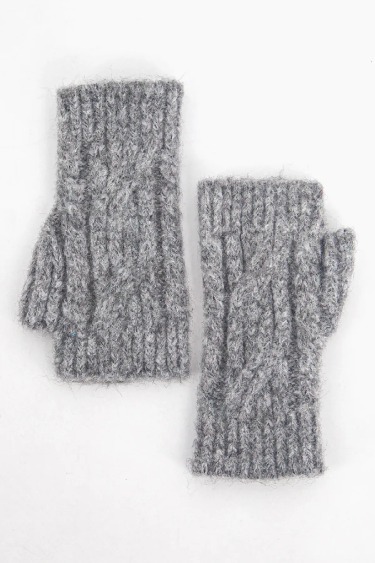 Grey Cable Knit Wrist Warmers