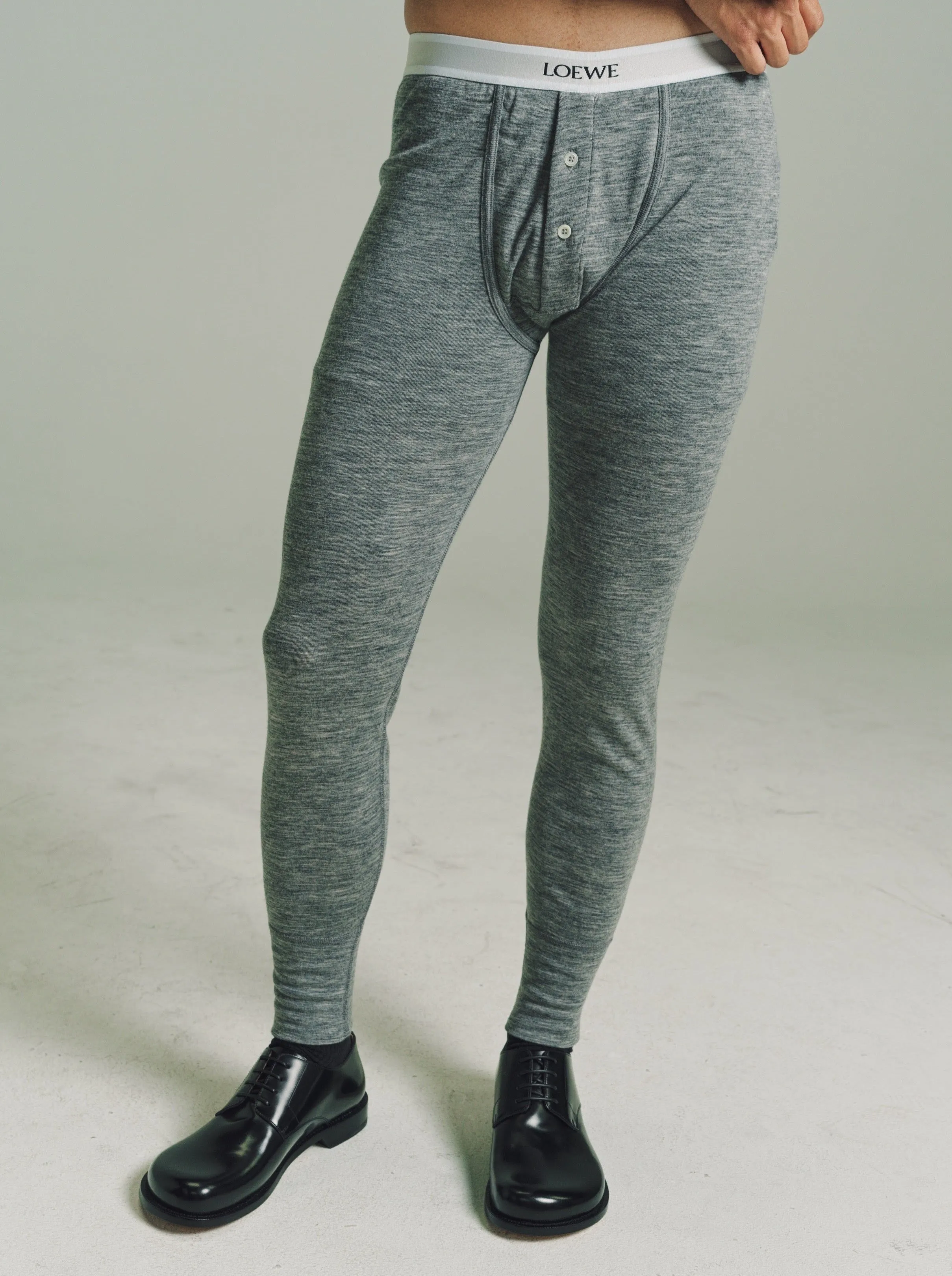 Grey Melange Lana Wool Leggings