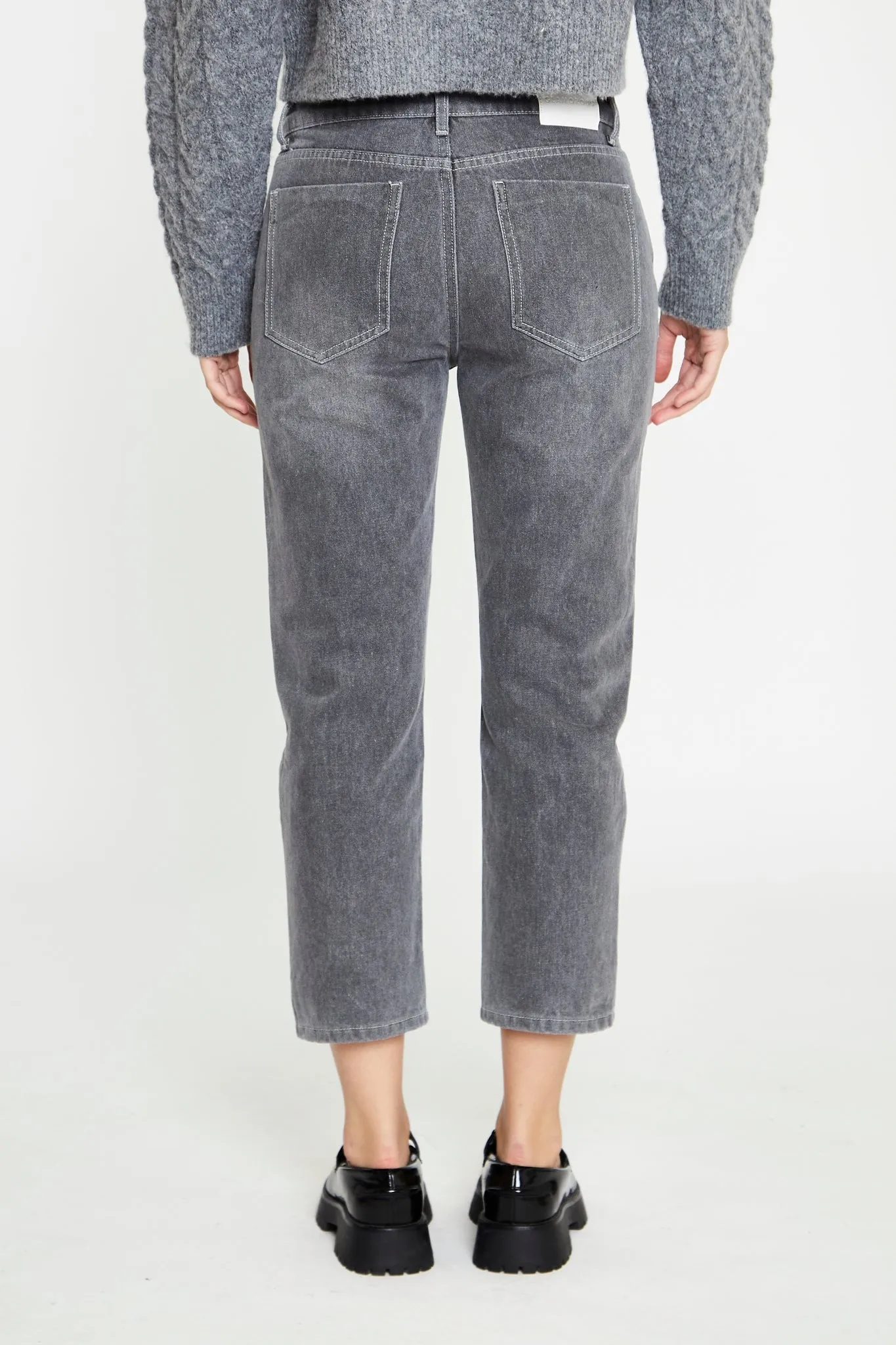 Grey Wash Low-Rise Cropped Jeans