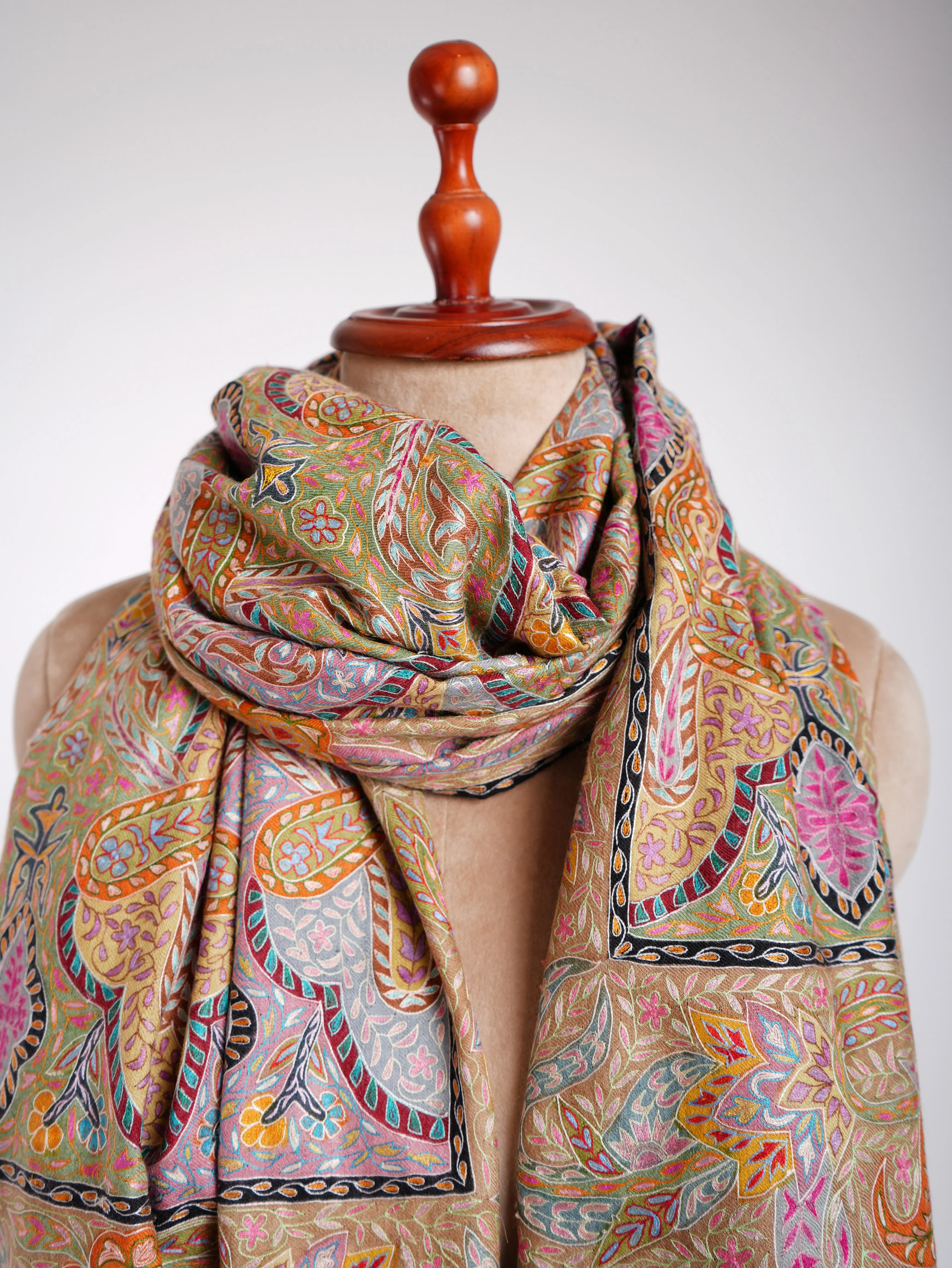 Handpainted Kalamkari Indian Pashmina Shawl