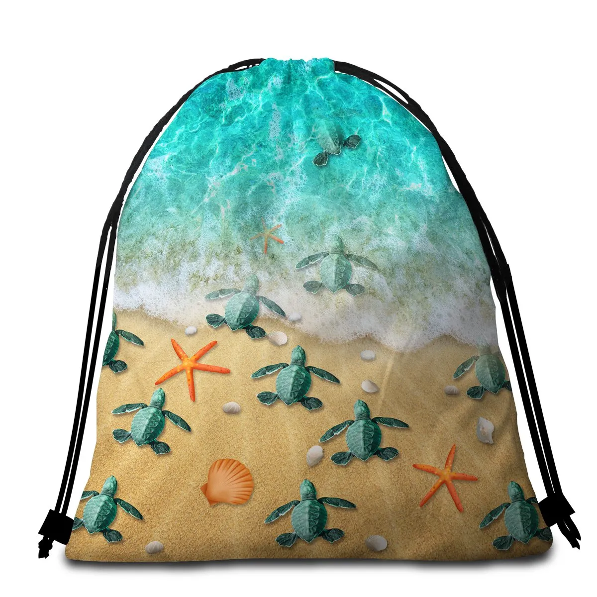 Happy Little Sea Turtles Towel   Backpack