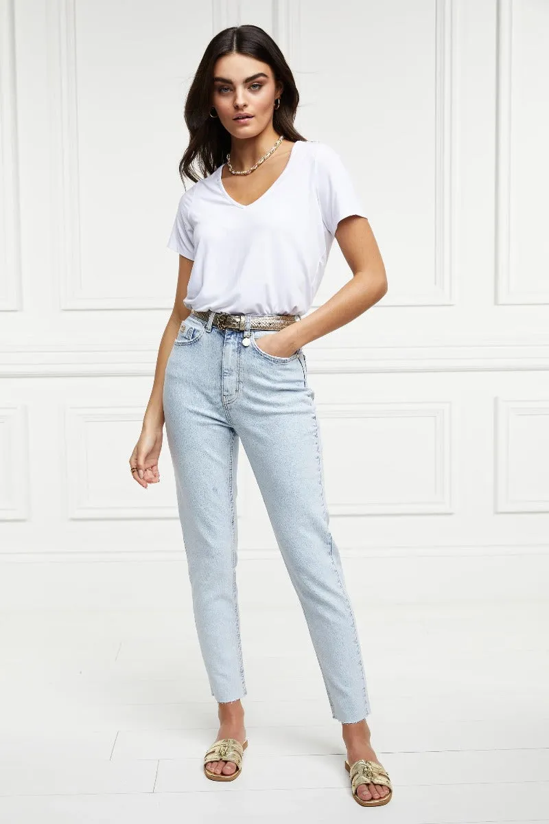 Holland Cooper High Rise Slim Ladies Jean in Light Stone Wash