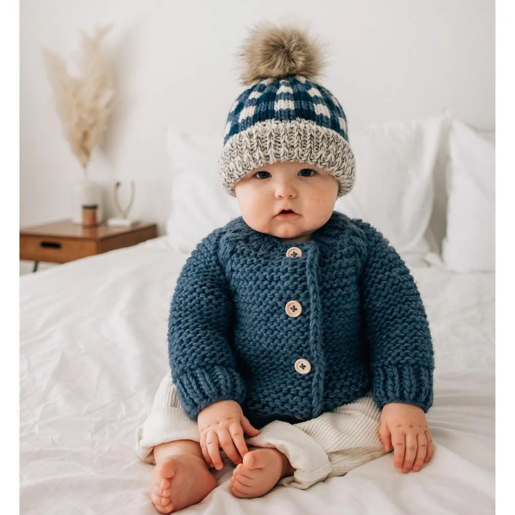 Huggalugs Atlantic Blue Buffalo Check Beanie