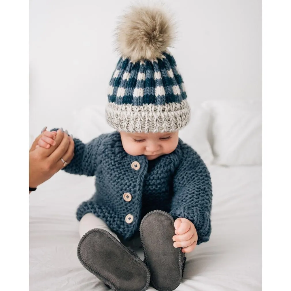 Huggalugs Atlantic Blue Buffalo Check Beanie