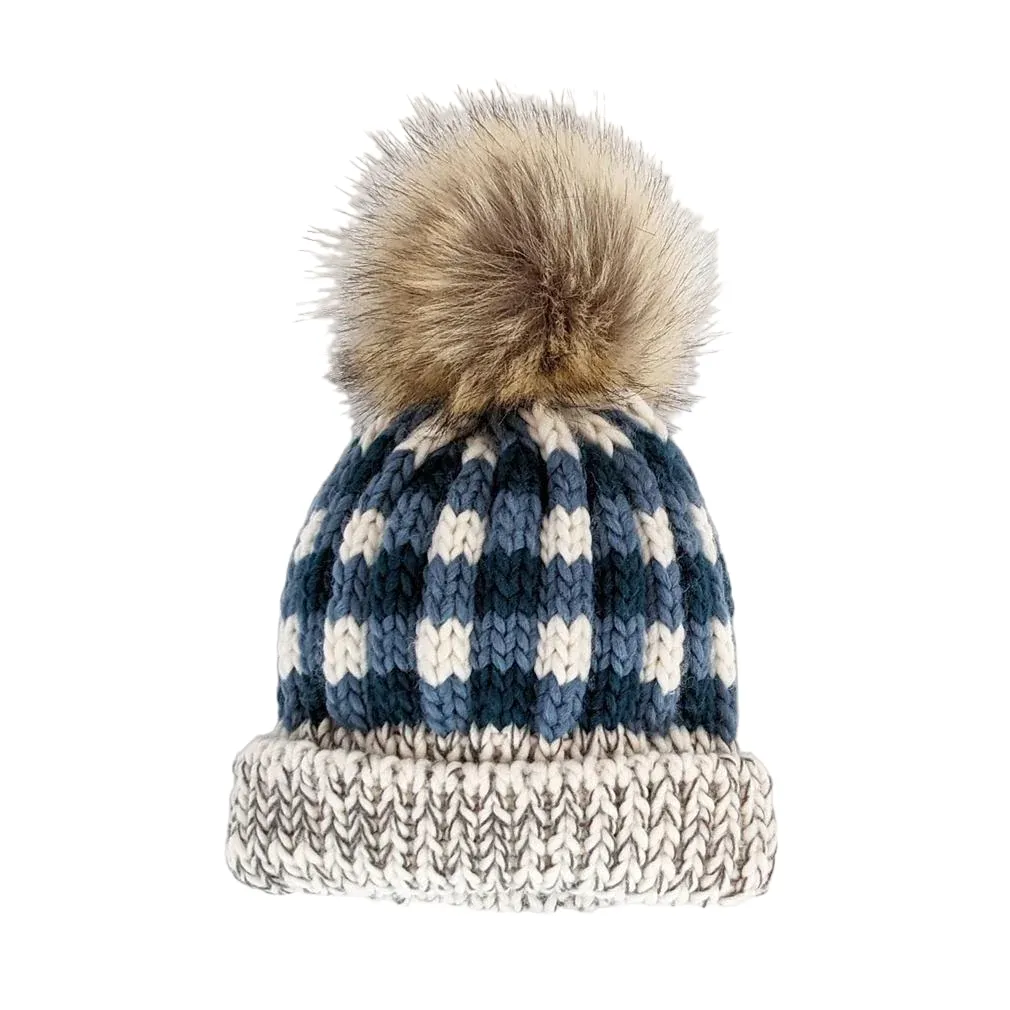 Huggalugs Atlantic Blue Buffalo Check Beanie