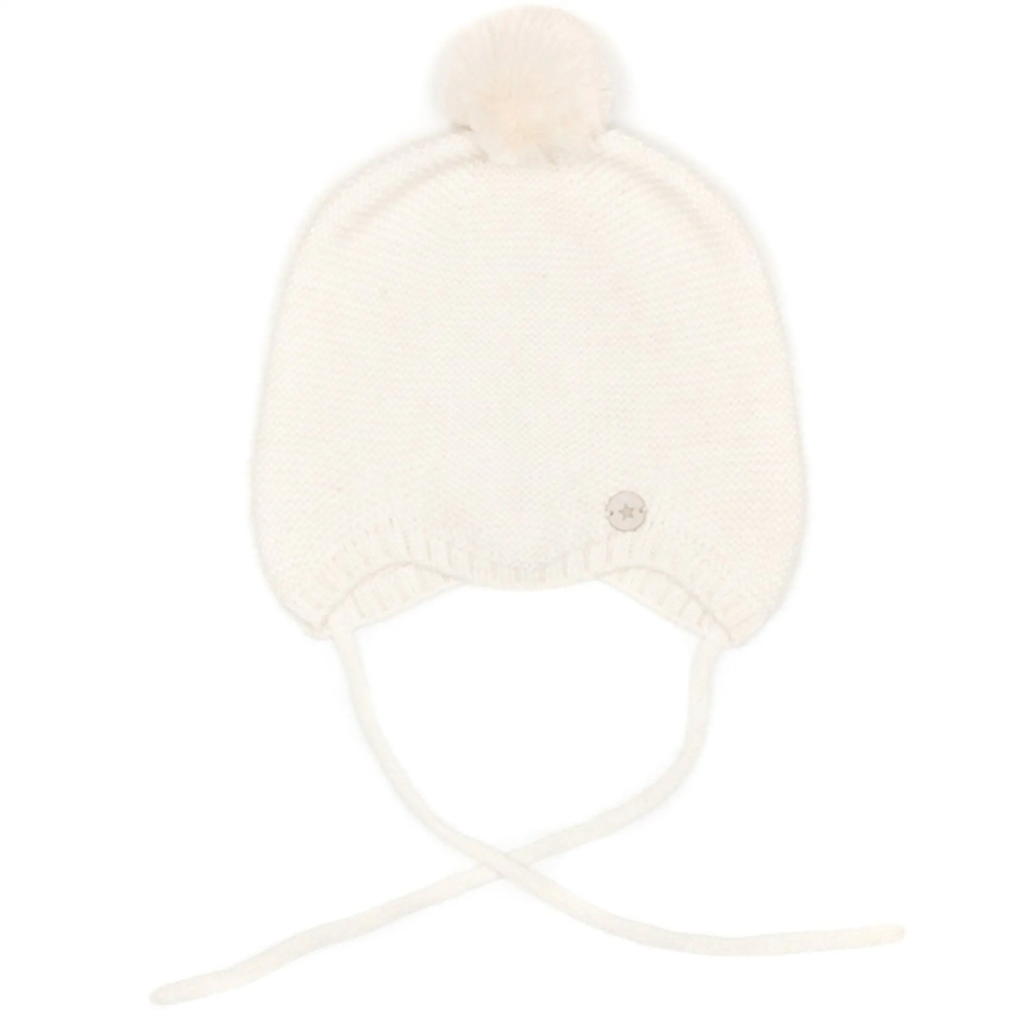 Huttelihut Bonnet Wool Knit w. Pompom Soft Cash Off-white