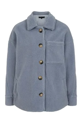 Isabella Powder Blue Oversized Trucker Teddy Coat