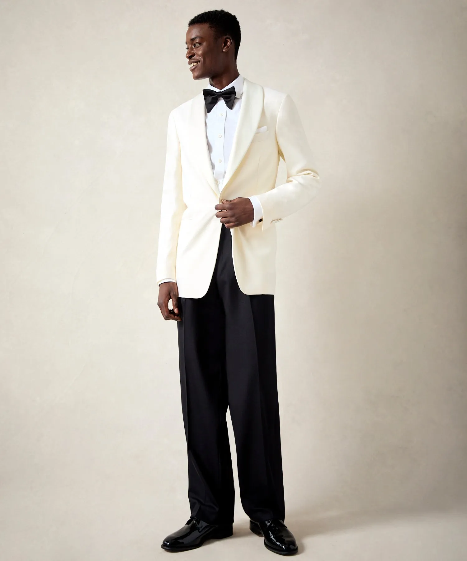 Italian Ivory Shawl Collar Tuxedo Jacket