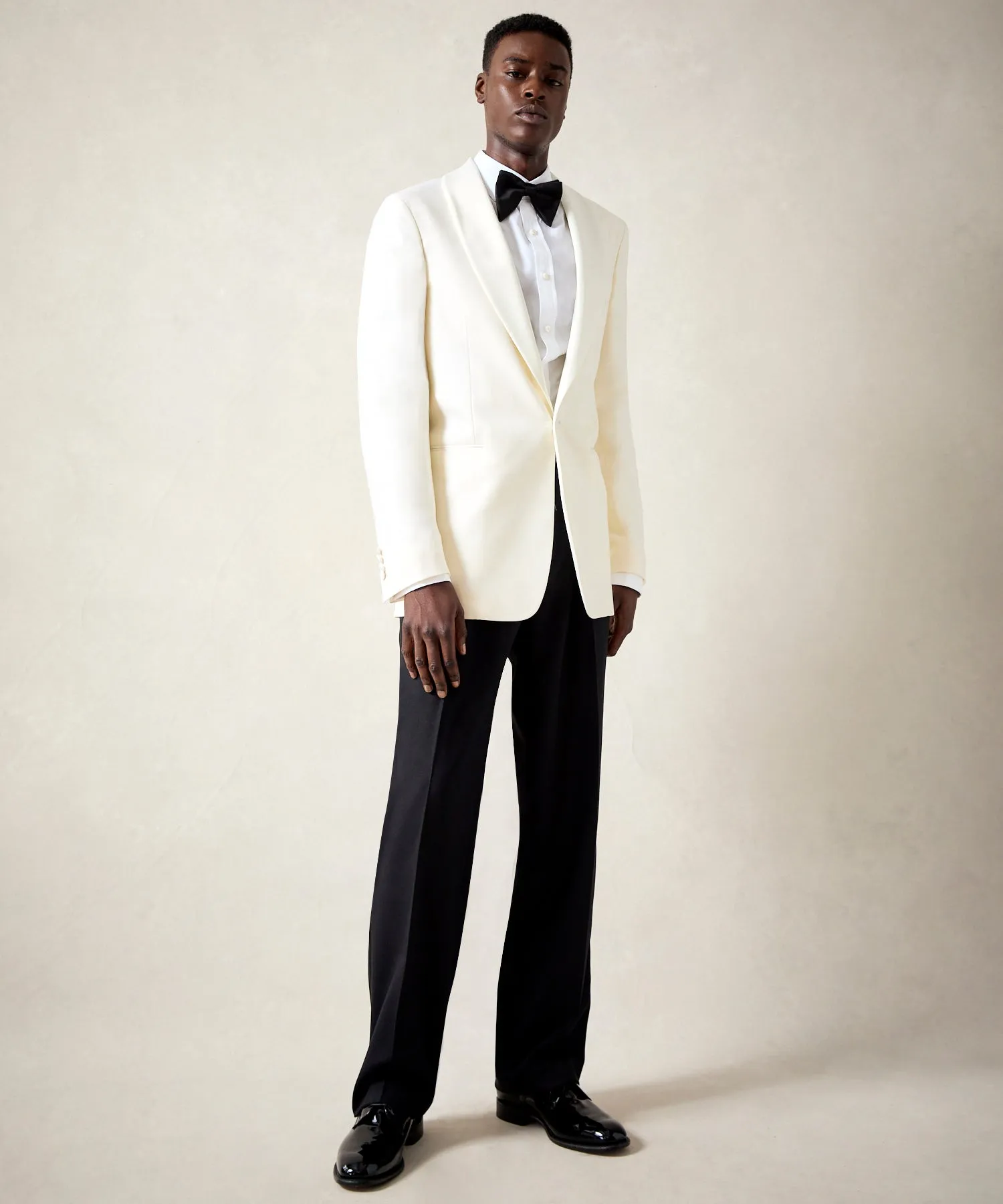 Italian Ivory Shawl Collar Tuxedo Jacket