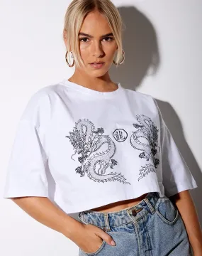 Kai Tee in White Yin Yang Dragon Embro