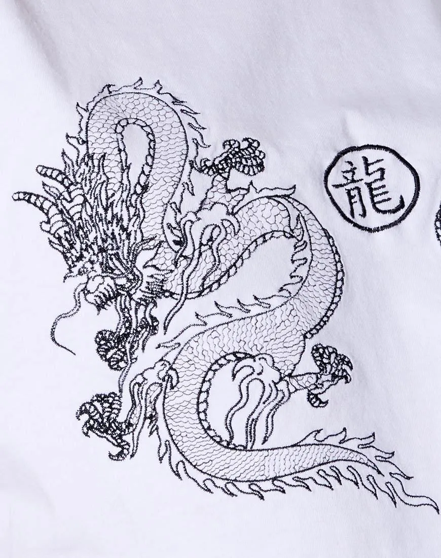 Kai Tee in White Yin Yang Dragon Embro