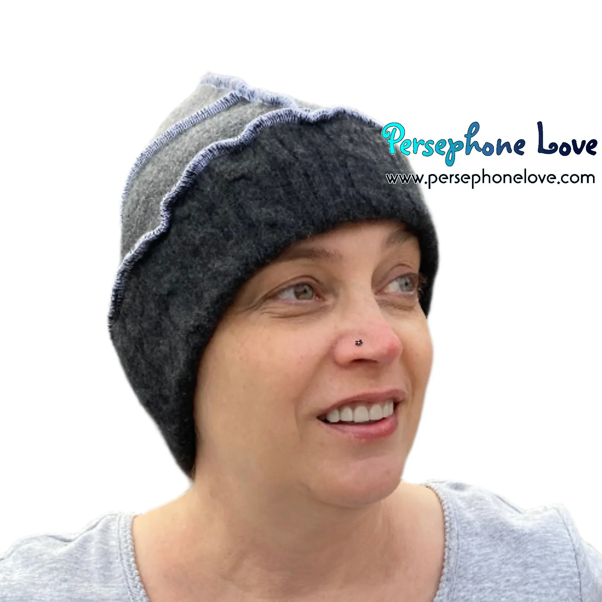 Katwise inspired grey 100% felted cashmere/fleece recycled sweater elf hat-1519