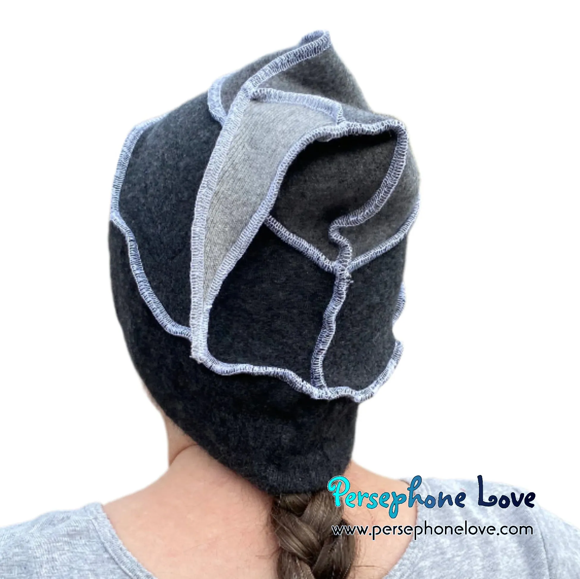 Katwise inspired grey 100% felted cashmere/fleece recycled sweater elf hat-1519