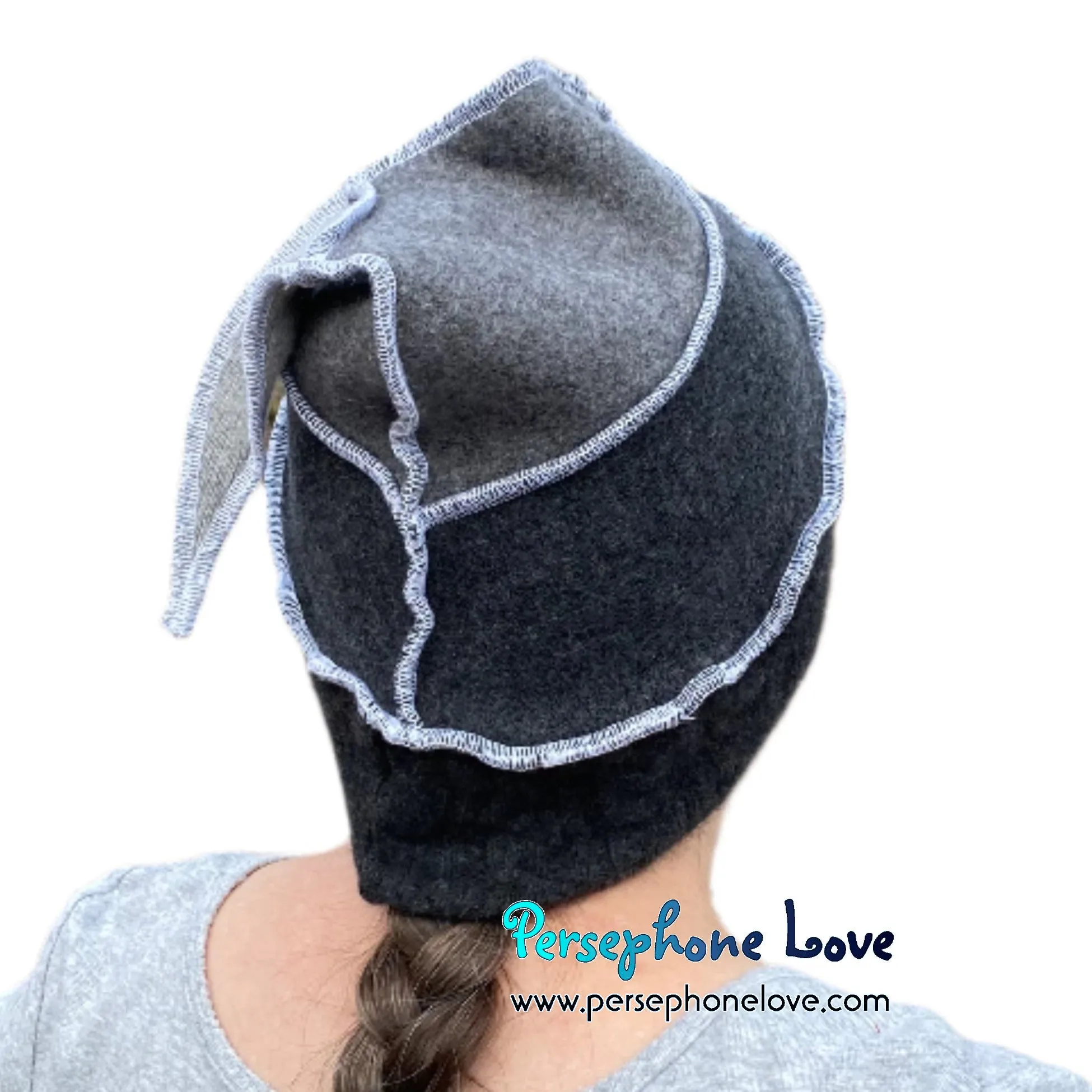 Katwise inspired grey 100% felted cashmere/fleece recycled sweater elf hat-1519