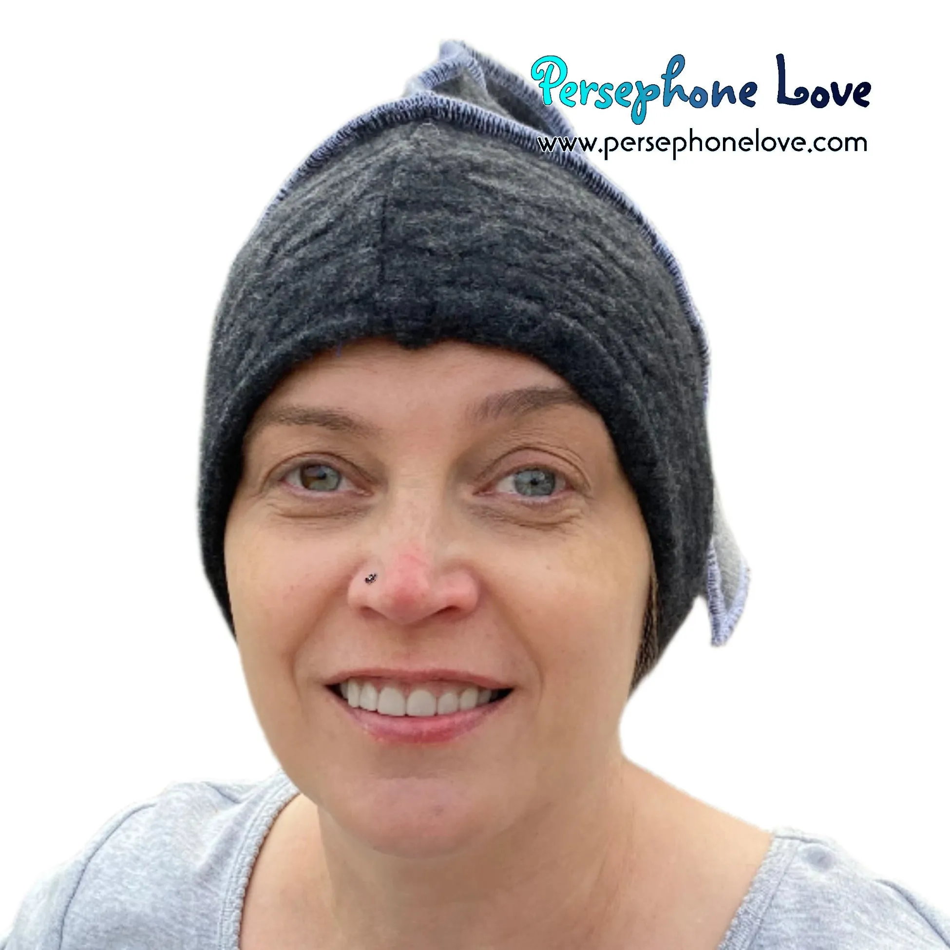 Katwise inspired grey 100% felted cashmere/fleece recycled sweater elf hat-1519