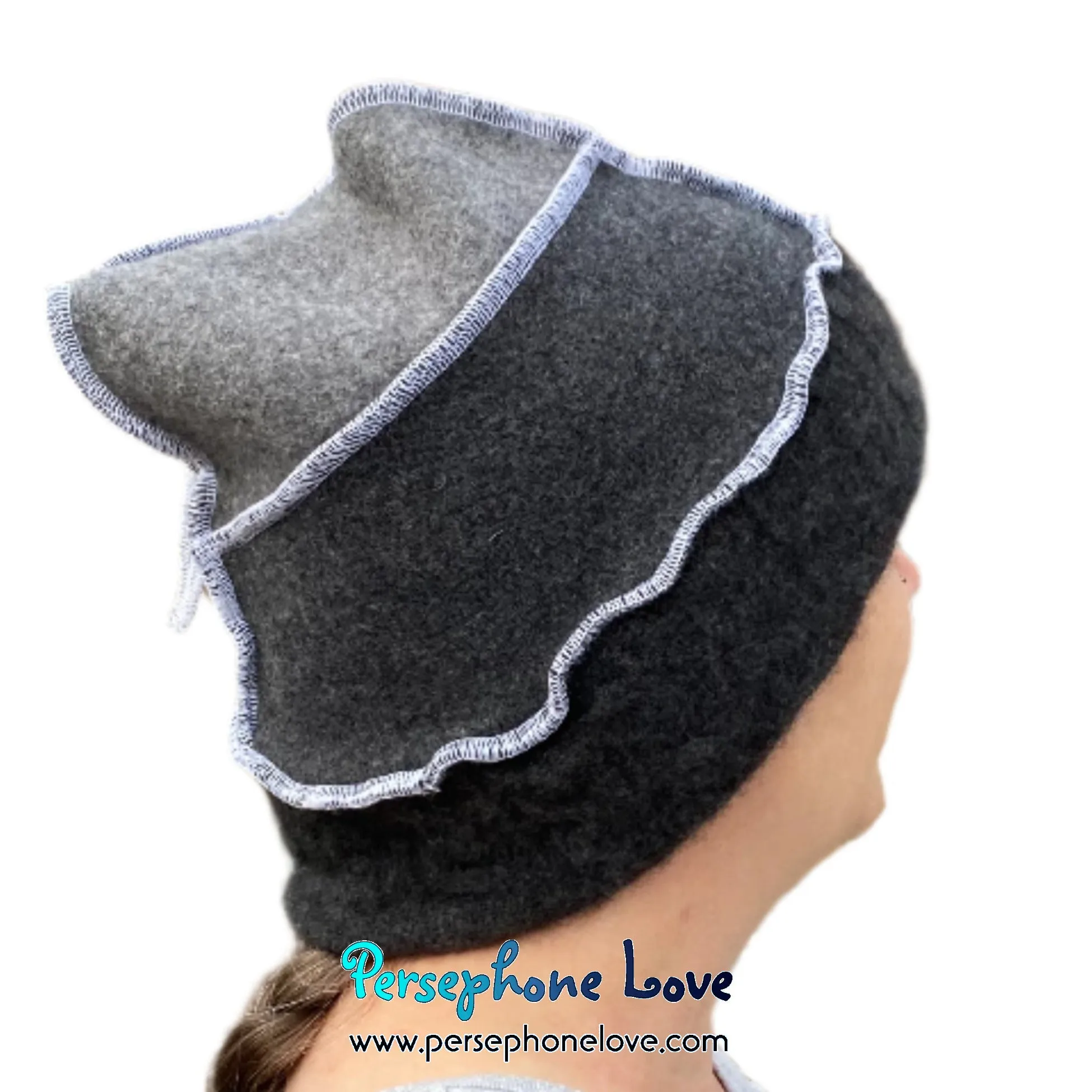 Katwise inspired grey 100% felted cashmere/fleece recycled sweater elf hat-1519