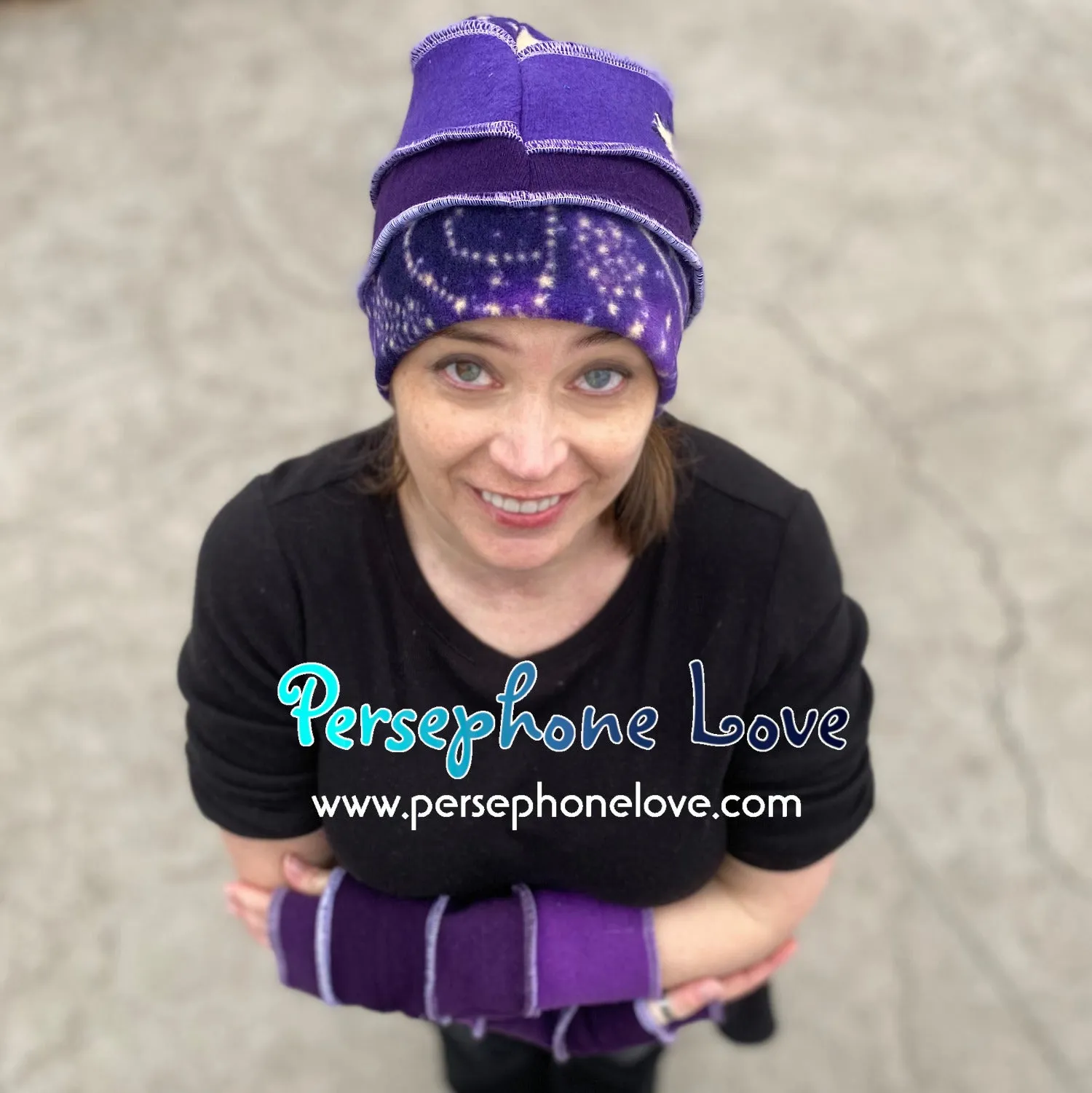 Katwise inspired purple gradient felted galaxy recycled sweater pixie elf hat-1394