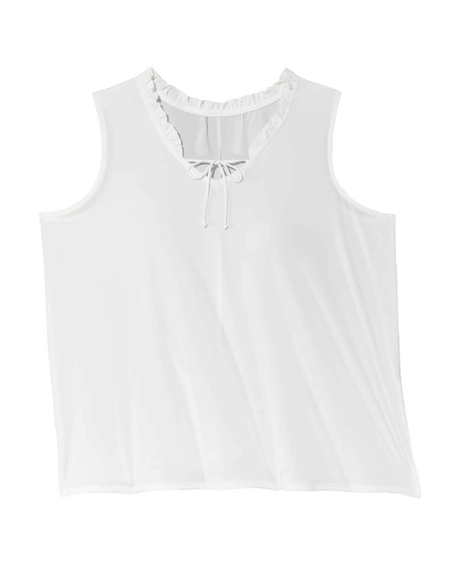 Kay Sleeveless Ruffle Neck Top | Ivory