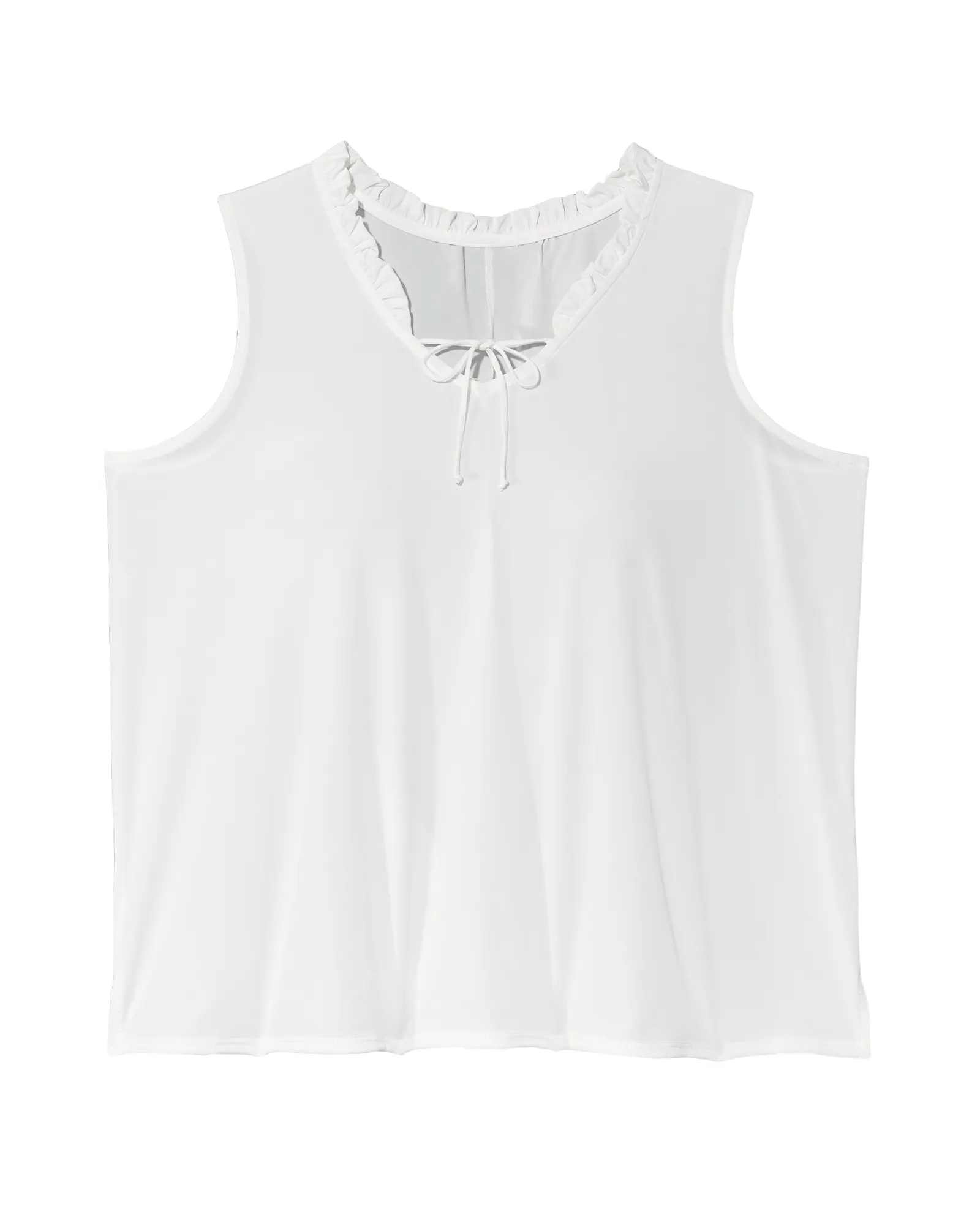 Kay Sleeveless Ruffle Neck Top | Ivory