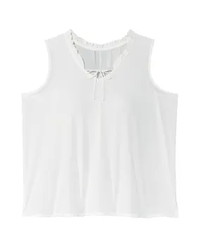 Kay Sleeveless Ruffle Neck Top | Ivory