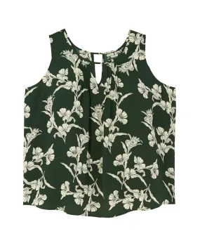 Kianna Sleeveless Keyhole Blouse | Forest Green