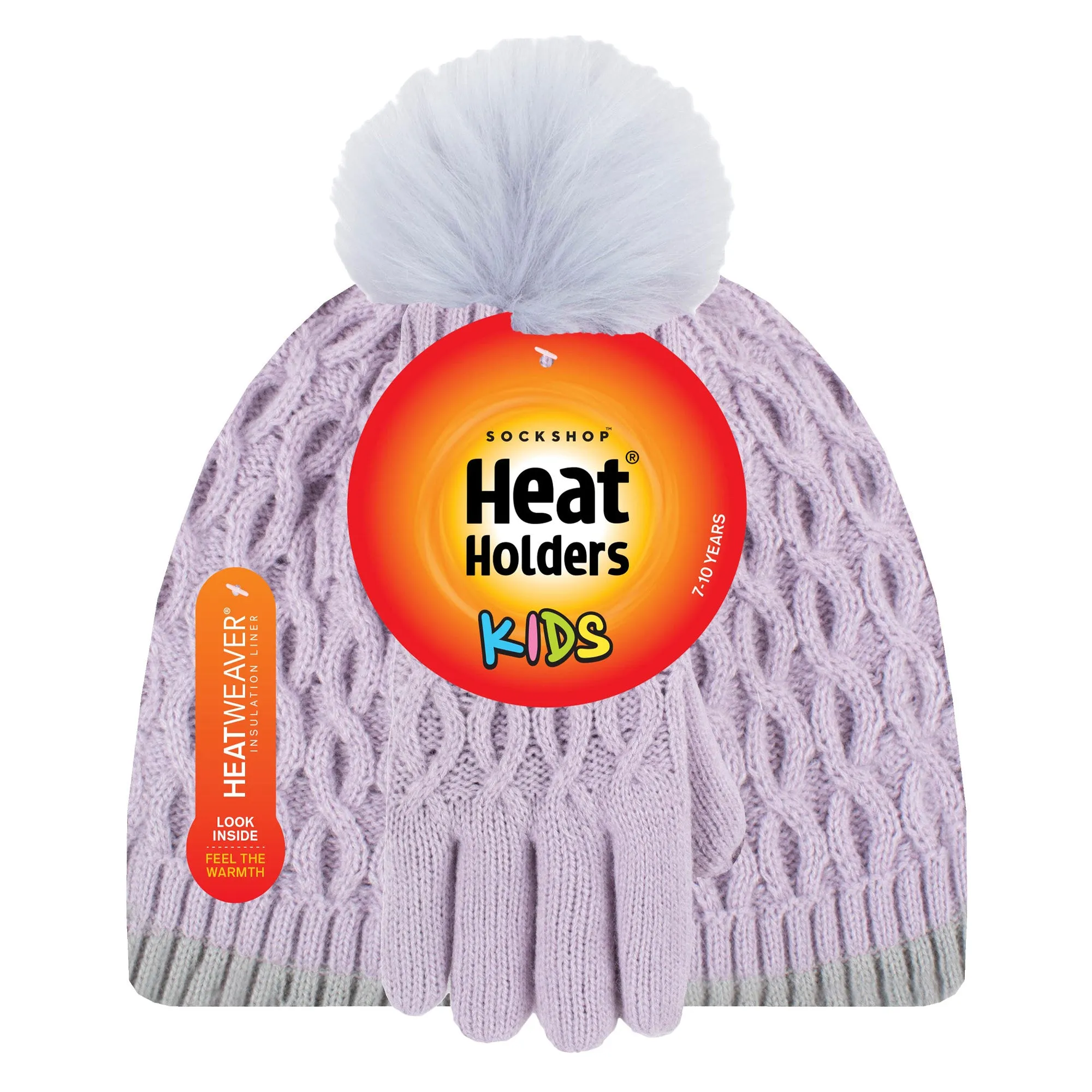 Kids Ice Palace Pom Pom Hat & Gloves - Lavender