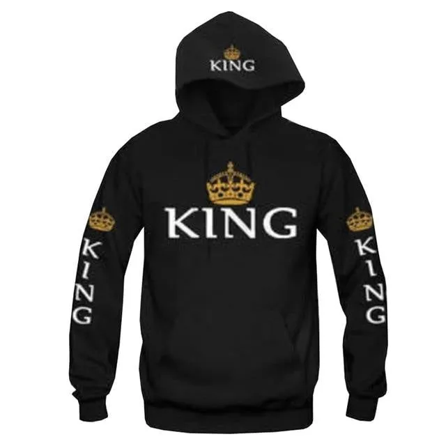 King and Queen Matching Black Hoodie Set